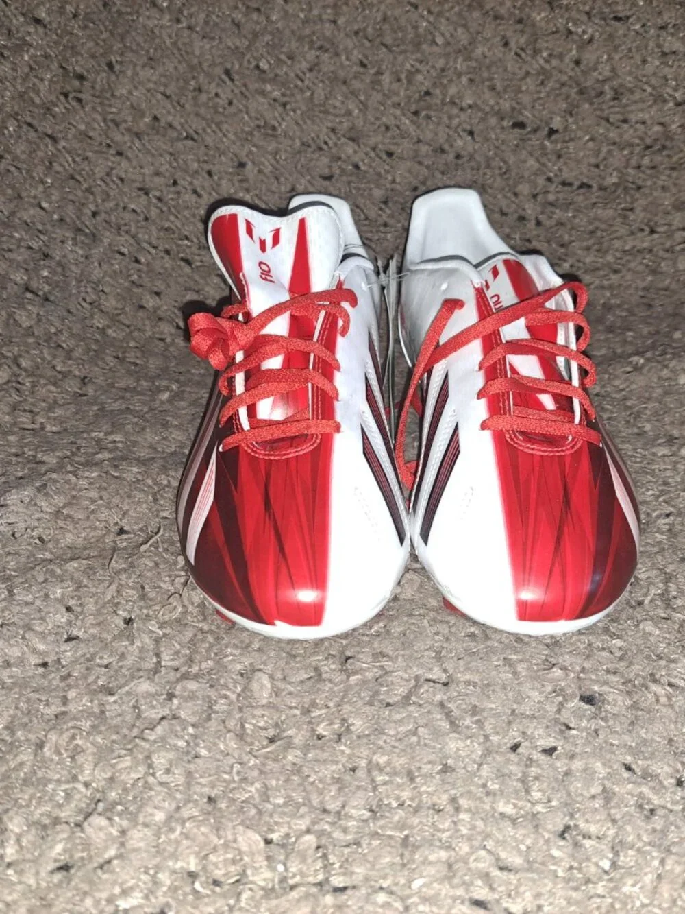 ADIDAS-F10 TRX FG Messi Soccer Cleats-White/Red/Black-Sz 8.5-NEW/NO BOX